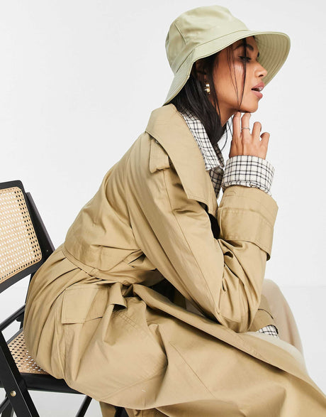Asos Design Pu Bucket Hat In Sage