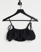 Na-Kd Smock Detail Crop Top In Black