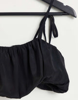Na-Kd Smock Detail Crop Top In Black