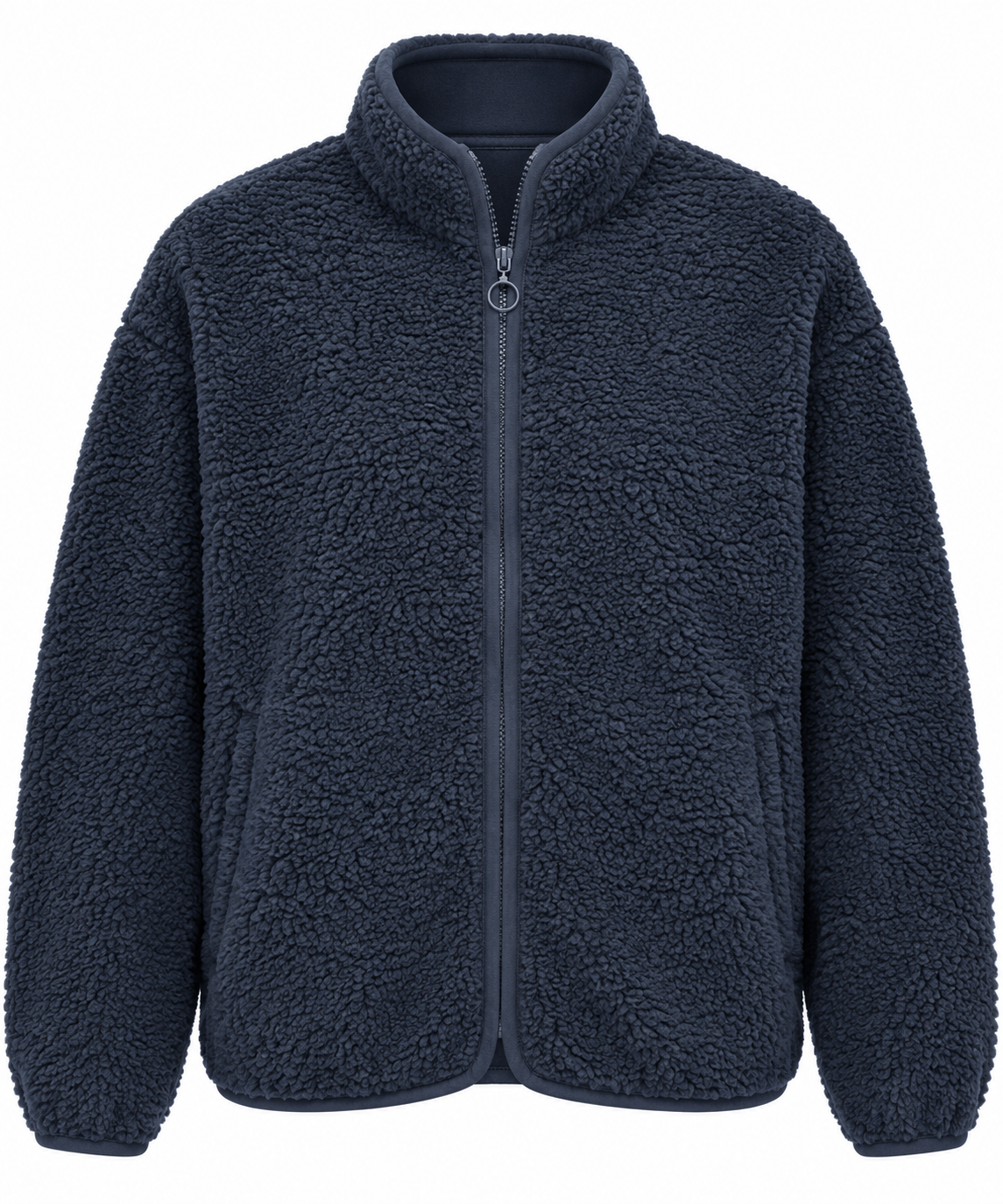 Asos Design Oversized Track Jacket In Navy Teddy Borg