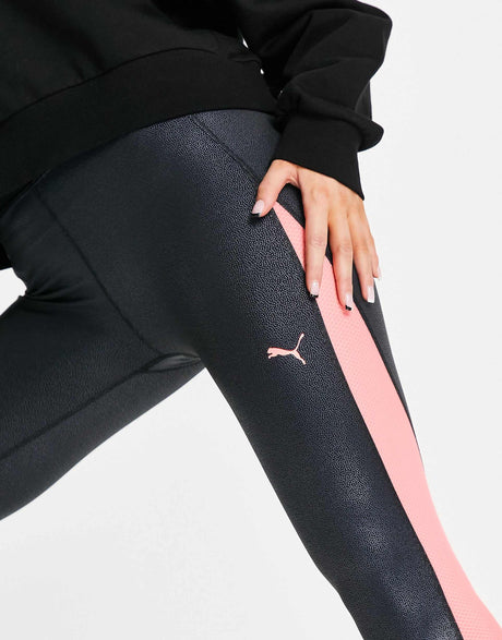 Puma Pearl Print High Waist 7/8 Leggings In Black And Pink