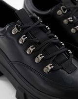 Asos Design Lace Up Shoes In Black Faux Leather With Chunky Sole
