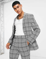 Asos Design Super Skinny Suit Jacket In Grey Check