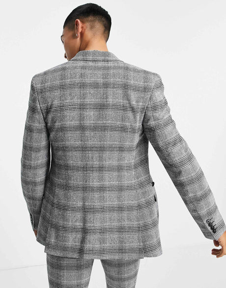 Asos Design Super Skinny Suit Jacket In Grey Check