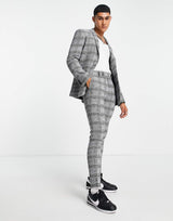 Asos Design Super Skinny Suit Jacket In Grey Check