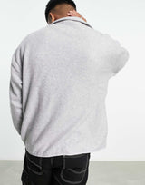 Asos Design Oversized Polar Fleece Track Jacket In Grey Marl