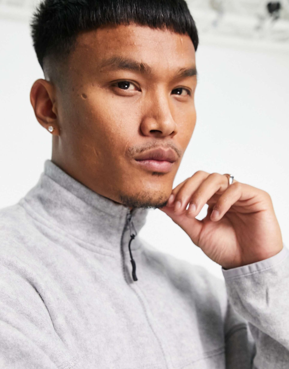 Asos Design Oversized Polar Fleece Track Jacket In Grey Marl