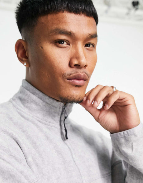 Asos Design Oversized Polar Fleece Track Jacket In Grey Marl