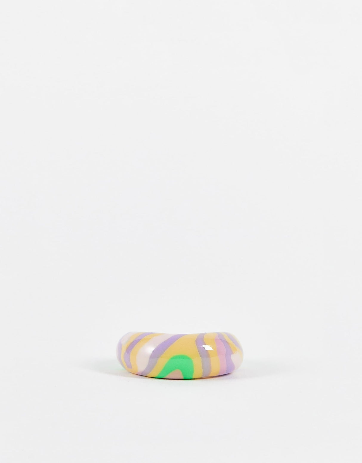 Asos Design Rubber Ring In Dome Shape In Multicoloured Marble