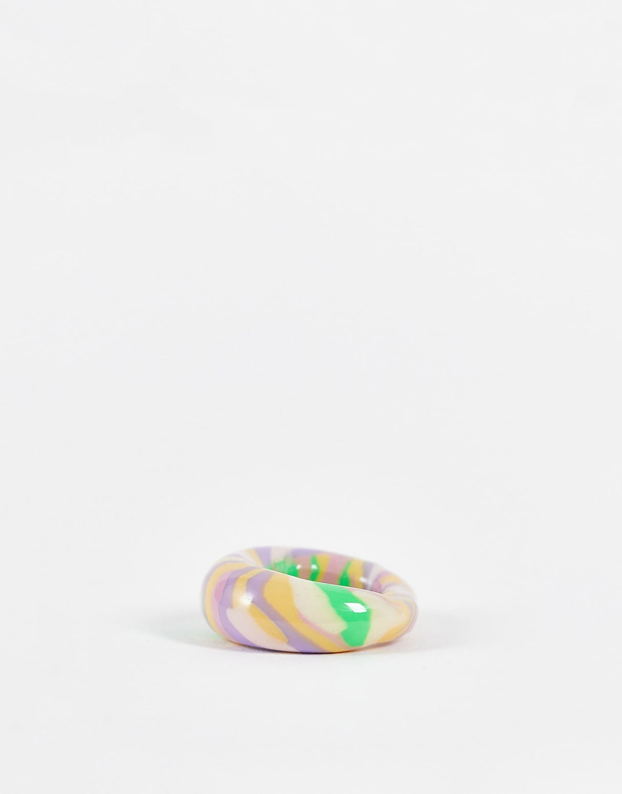 Asos Design Rubber Ring In Dome Shape In Multicoloured Marble