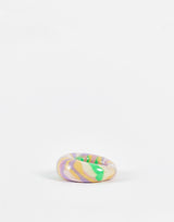 Asos Design Rubber Ring In Dome Shape In Multicoloured Marble