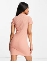 Cotton:On Zip High Neck Mini Dress In Honey Pink