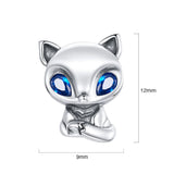 Solid 925 Sterling Silver Blue Eyed Fox Pandora Inspired Charm