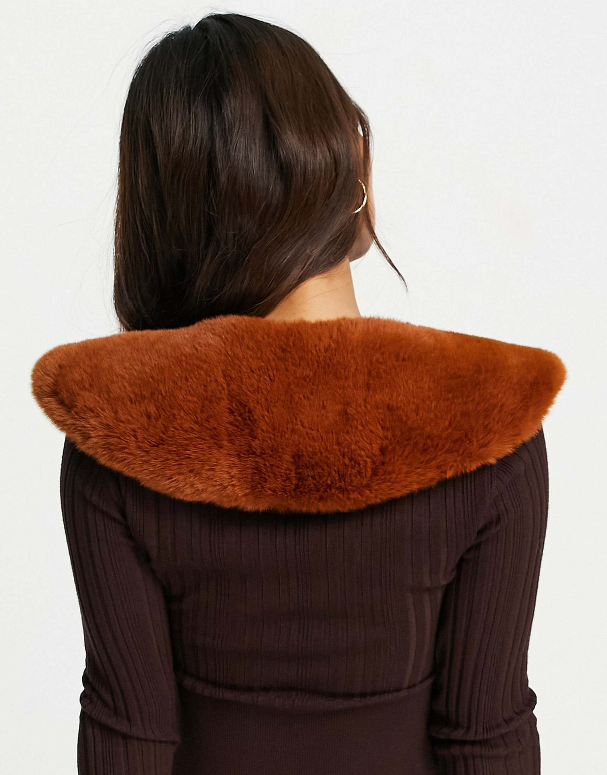 Asos Design Faux Fur Collar In Brown
