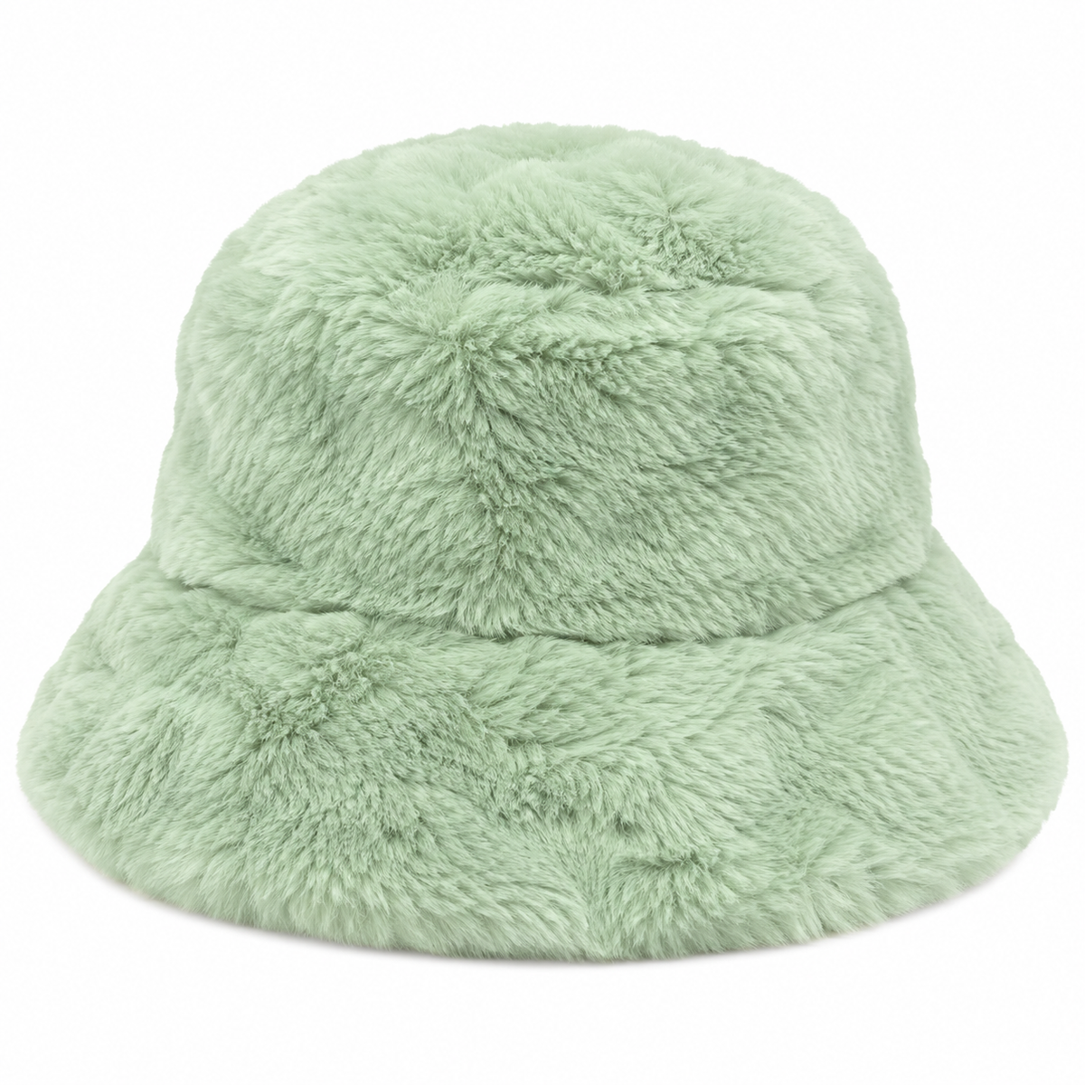 Asos Design Faux Fur Roll Back Bucket Hat In Sage