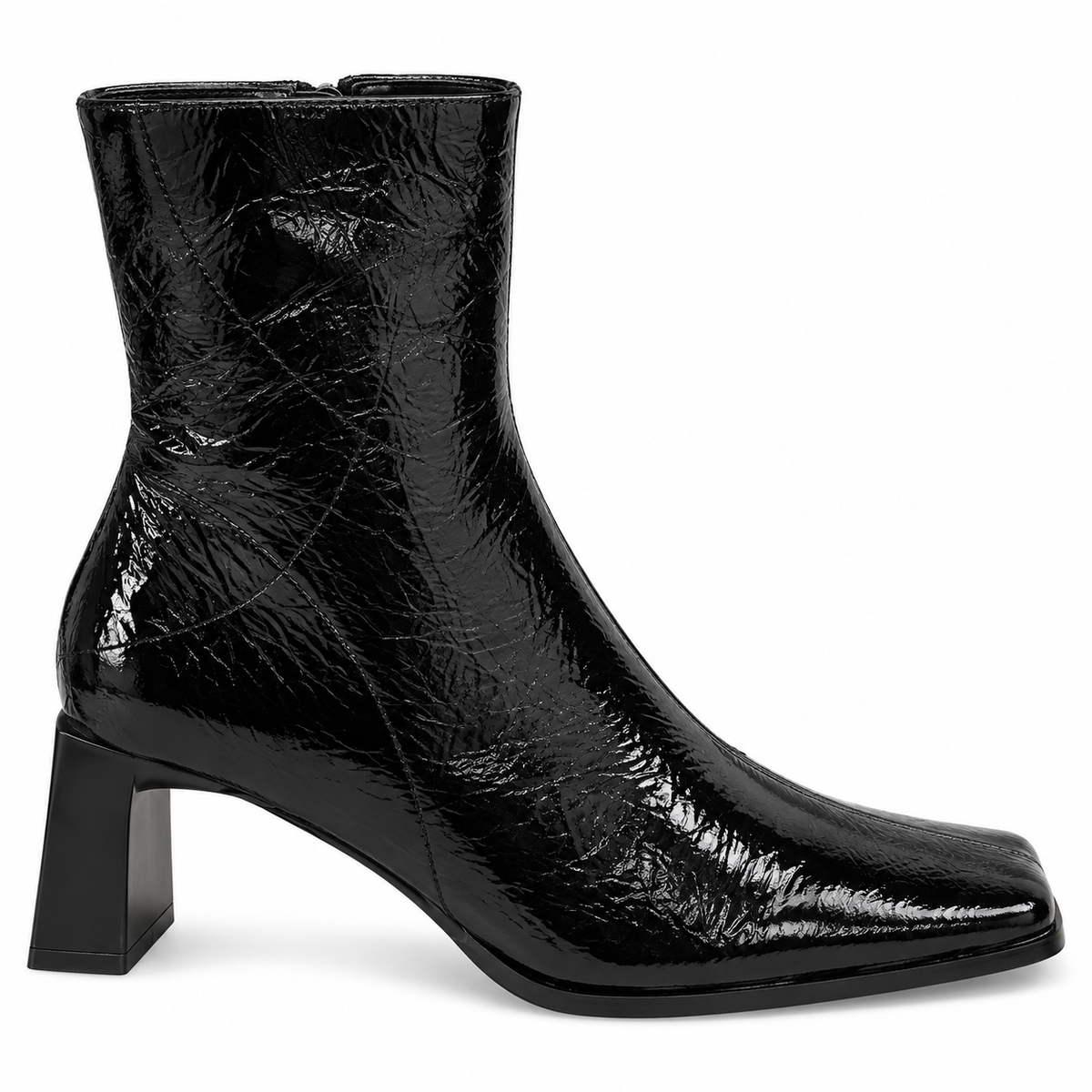 Asos Design Rosa Premium Leather Heeled Ankle Boots In Black