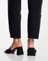 Asos Design Halliwell Block Heeled Mules In Black