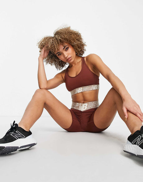 New Balance Running Pace 3.0 Medium Support Sports Bra In Cinammon