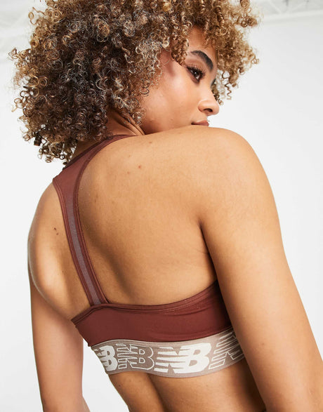 New Balance Running Pace 3.0 Medium Support Sports Bra In Cinammon