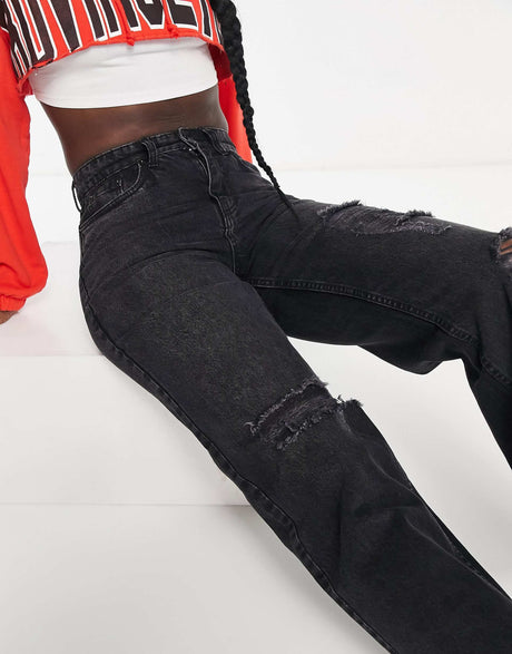 Urban Bliss Ripped 90'S Jean In Washed Black