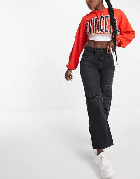 Urban Bliss Ripped 90'S Jean In Washed Black