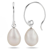 Solid 925 Sterling Silver Freshwater Pearl Drop Earrings White