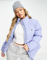Champion Small Logo Cropped Puffer Jacket In Blue