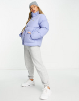 Champion Small Logo Cropped Puffer Jacket In Blue