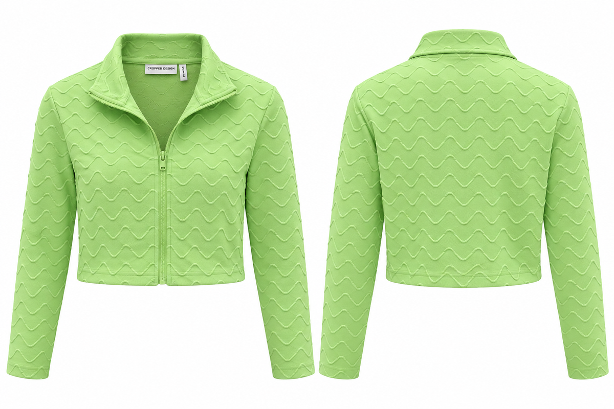 Asos Design Zip Through High Neck Top In Wavy Texture