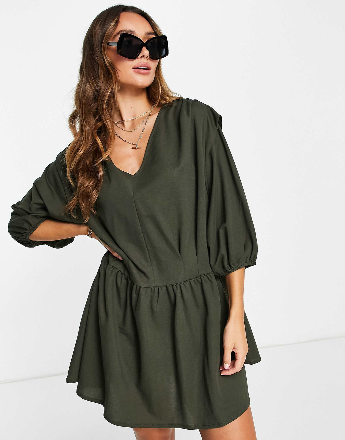 Mango Smock Dress In Grey