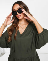 Mango Smock Dress In Grey