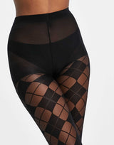 Asos Design 30 Denier Argyle Check Tights In Black