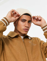 Asos Design Fine Knit Beanie With Deep Turn Up In Off White