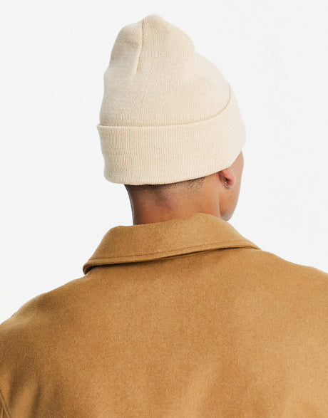 Asos Design Fine Knit Beanie With Deep Turn Up In Off White