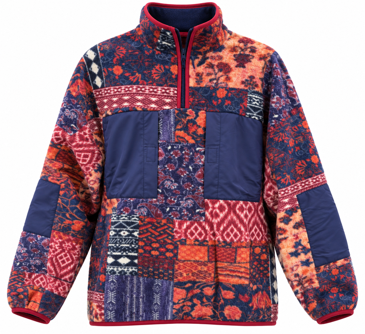 Asos Design Co-Ord Oversized Polar Fleece Sweatshirt With All Over Print And Nylon Panels