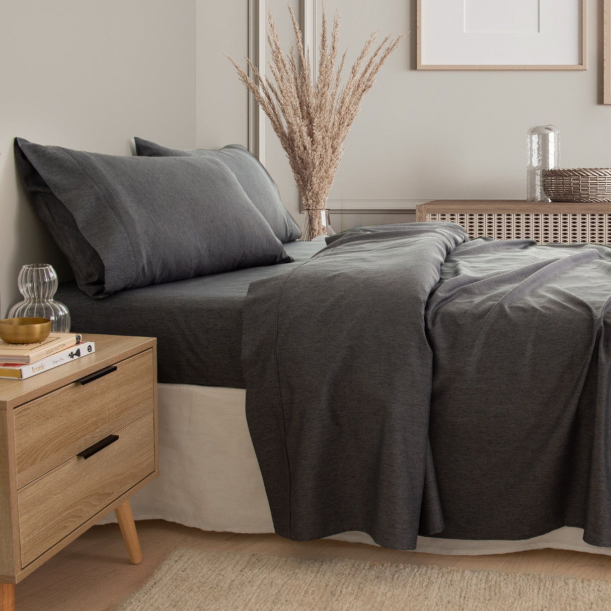 Royal Comfort 3000tc Bamboo Cooling Sheet Set - King - Charcoal