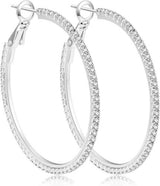 Liv Oliver 18K Gold Crystal Hoop Earrings