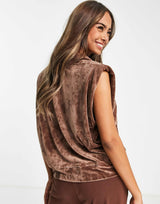 Cotton:On Co-Ord Velour Sleeveless Pullover Vest In Chocolate