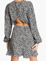 Na-Kd Long Sleeve Open Back Mini Dress In Floral