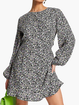 Na-Kd Long Sleeve Open Back Mini Dress In Floral
