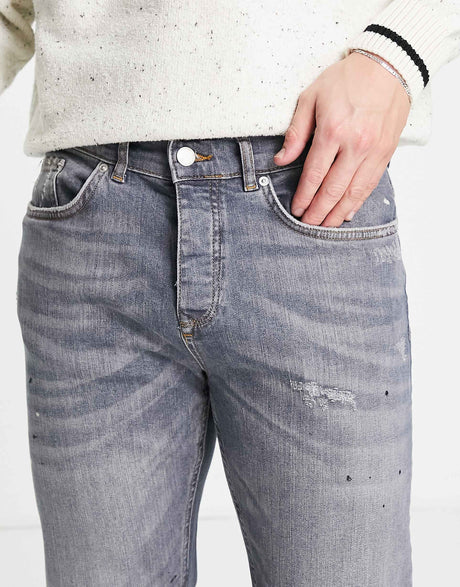 River Island Slim Fit Jeans In Mid Blue