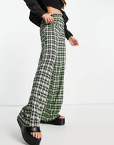 Asos Design Jersey Suit Wide Track Pant In Neon Check
