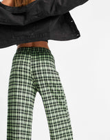 Asos Design Jersey Suit Wide Track Pant In Neon Check