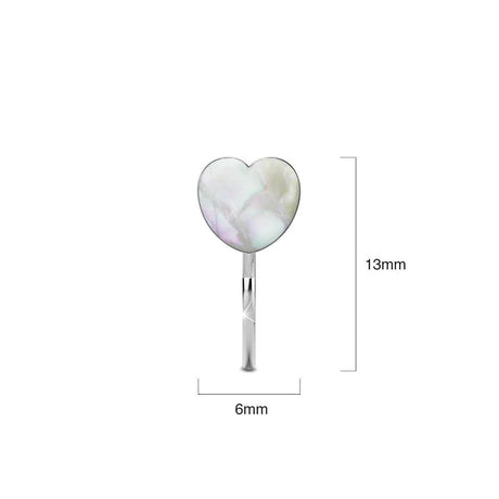 Solid 925 Sterling Silver White Heart Resin Hook Earrings