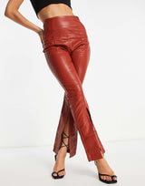 Ei8Th Hour Leather Look Flares Co Ord In Brown