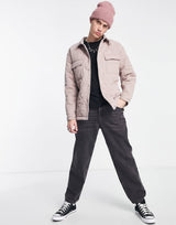 Mennace Quilted Overshirt In Taupe