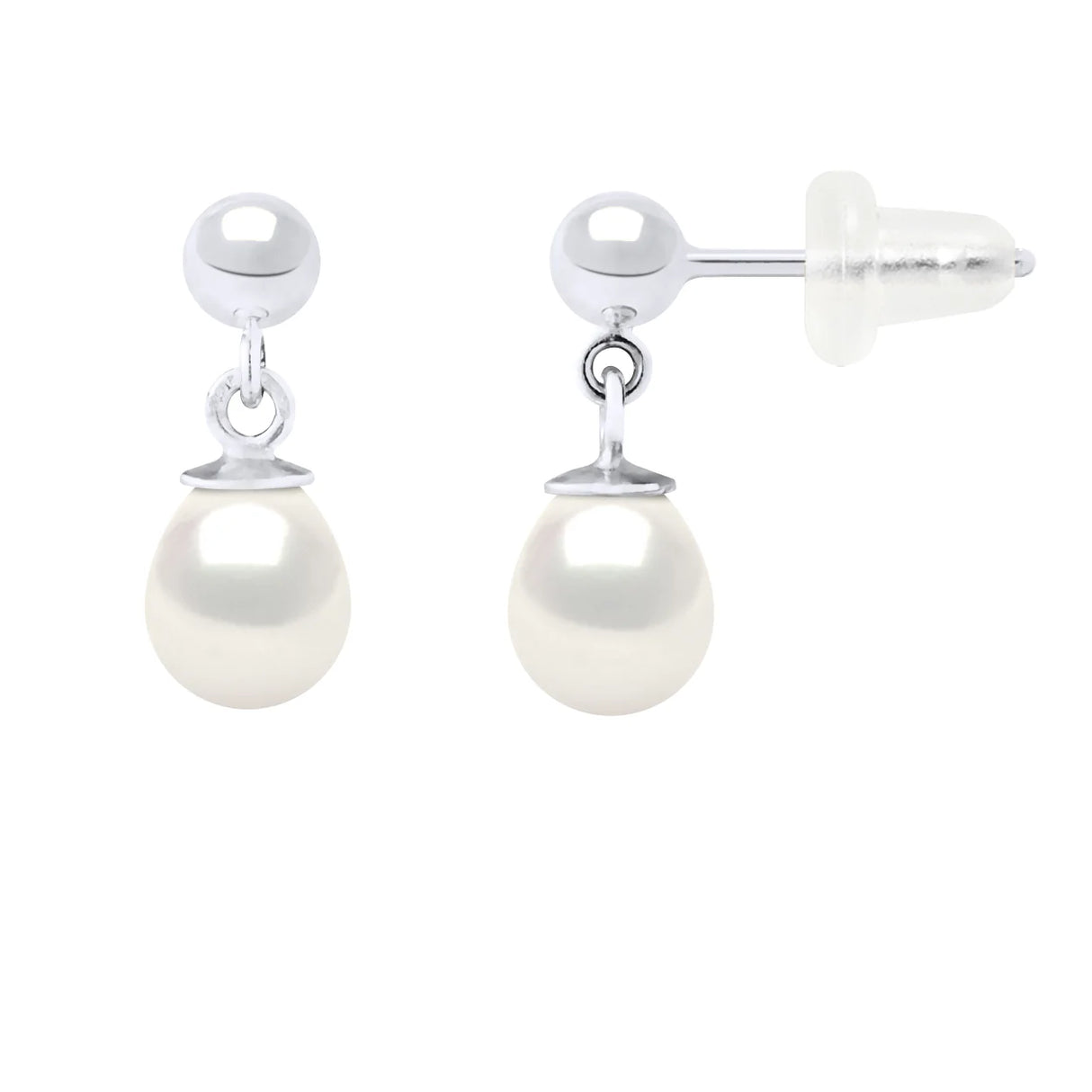 Earrings Freshwater Pearl White White Gold 6-7mm