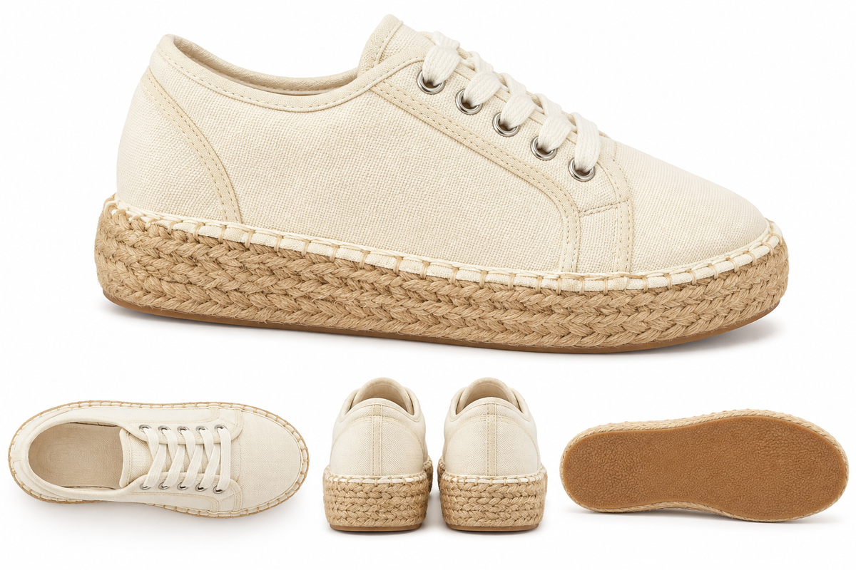 Asos Design James Flatform Trainer Espadrilles In Cream