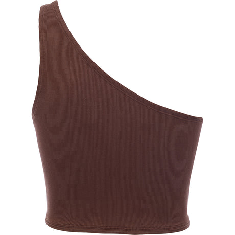 Reebok Assymetric One Shoulder Crop Top In Brown