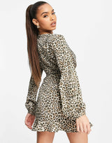 Na-Kd Overlap Mini Dress In Leopard